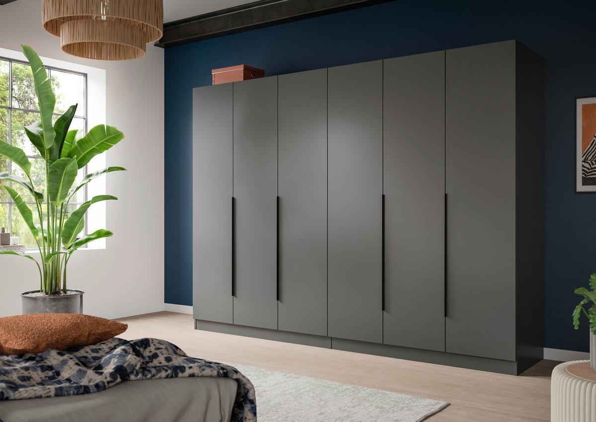 Drehtürenschrank KOPENHAGEN ca.240x181x52cm Anthrazit - Anthrazit/Schwarz, MODERN, Holzwerkstoff/Kunststoff (240/181/52cm) - MID.YOU