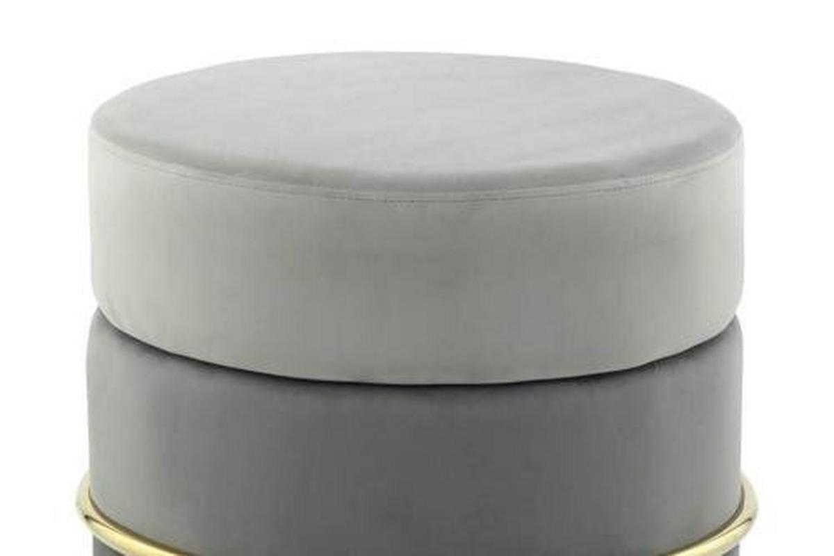 HOCKER Hocker mit Samt-Bezug in Grau - Goldfarben/Grau, Basics, Holzwerkstoff/Textil (48,5/46/48,5cm) - Kayoom