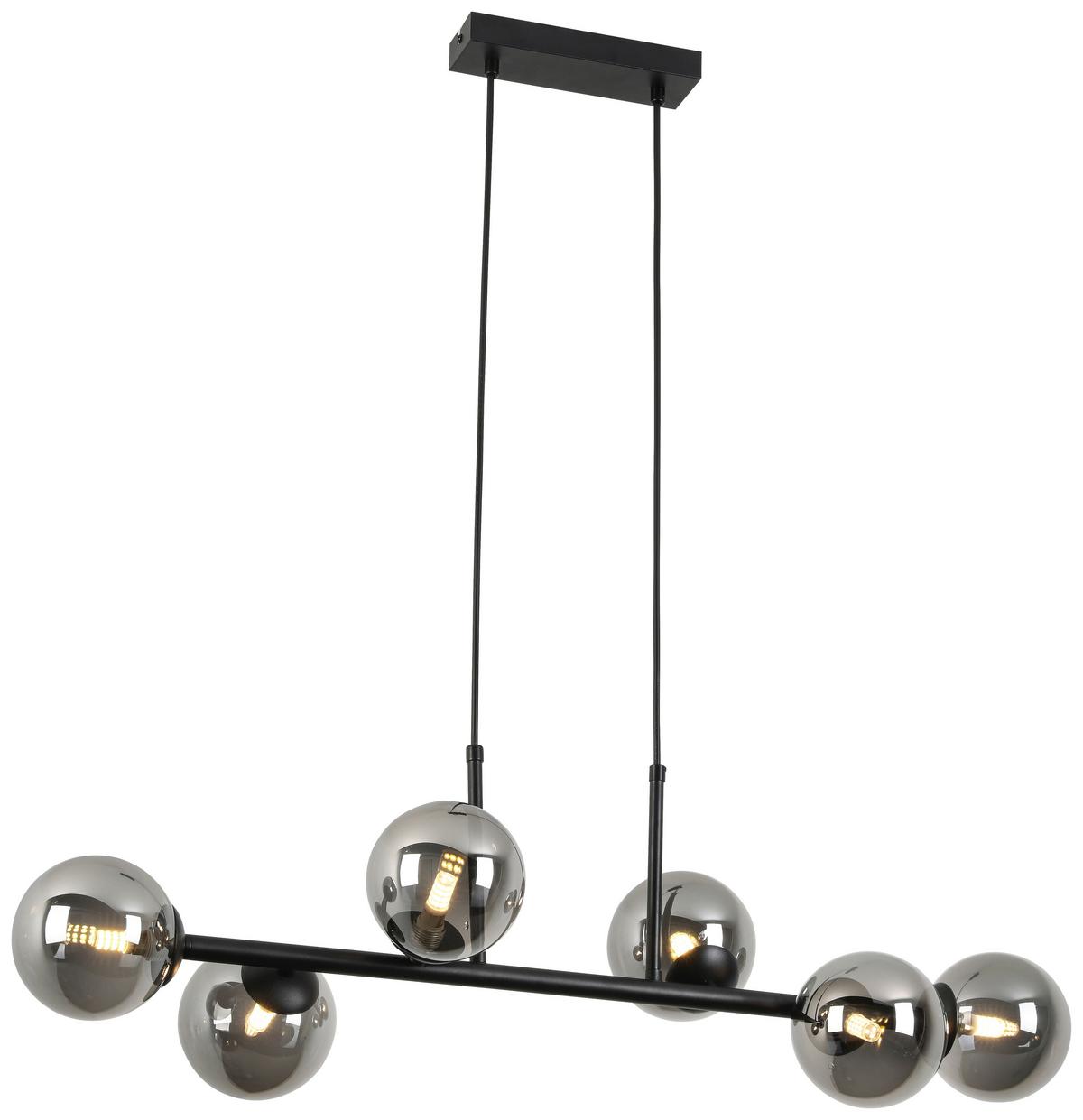 Lampă suspendată LISIB - culoare crom/negru, Modern, sticlă/metal (85/28/120cm) - Mömax