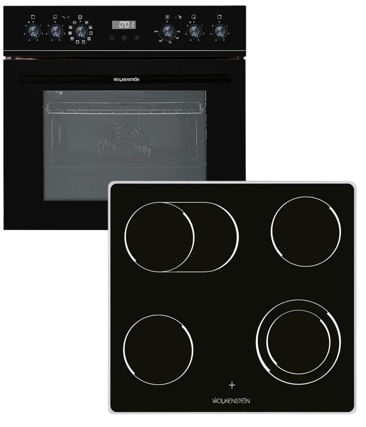 Herdset WMOC 100 Schwarz - Schwarz, KONVENTIONELL, Glas/Metall (59,5/59,5/55cm) - Wolkenstein