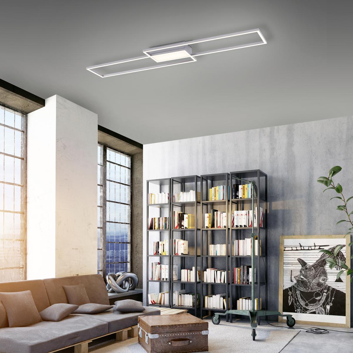 LED-Deckenleuchte Asmin max. 42 Watt - Silberfarben, Basics, Kunststoff/Metall (109,5/25,5/6cm)