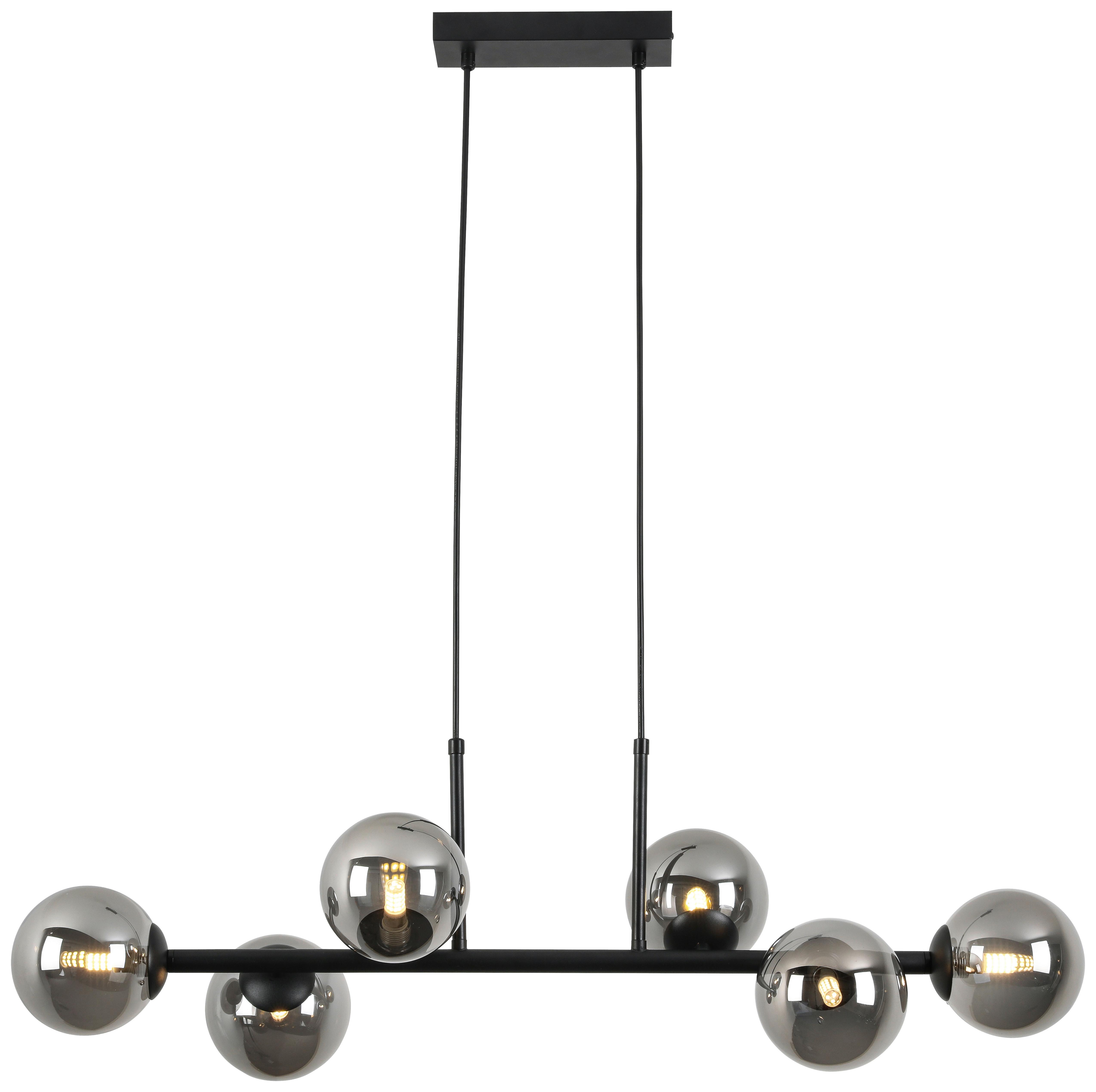 Hängeleuchte Lisib in Schwarz/Chrom max. 10 Watt - Chromfarben/Schwarz, MODERN, Glas/Metall (85/28/120cm) - Mömax