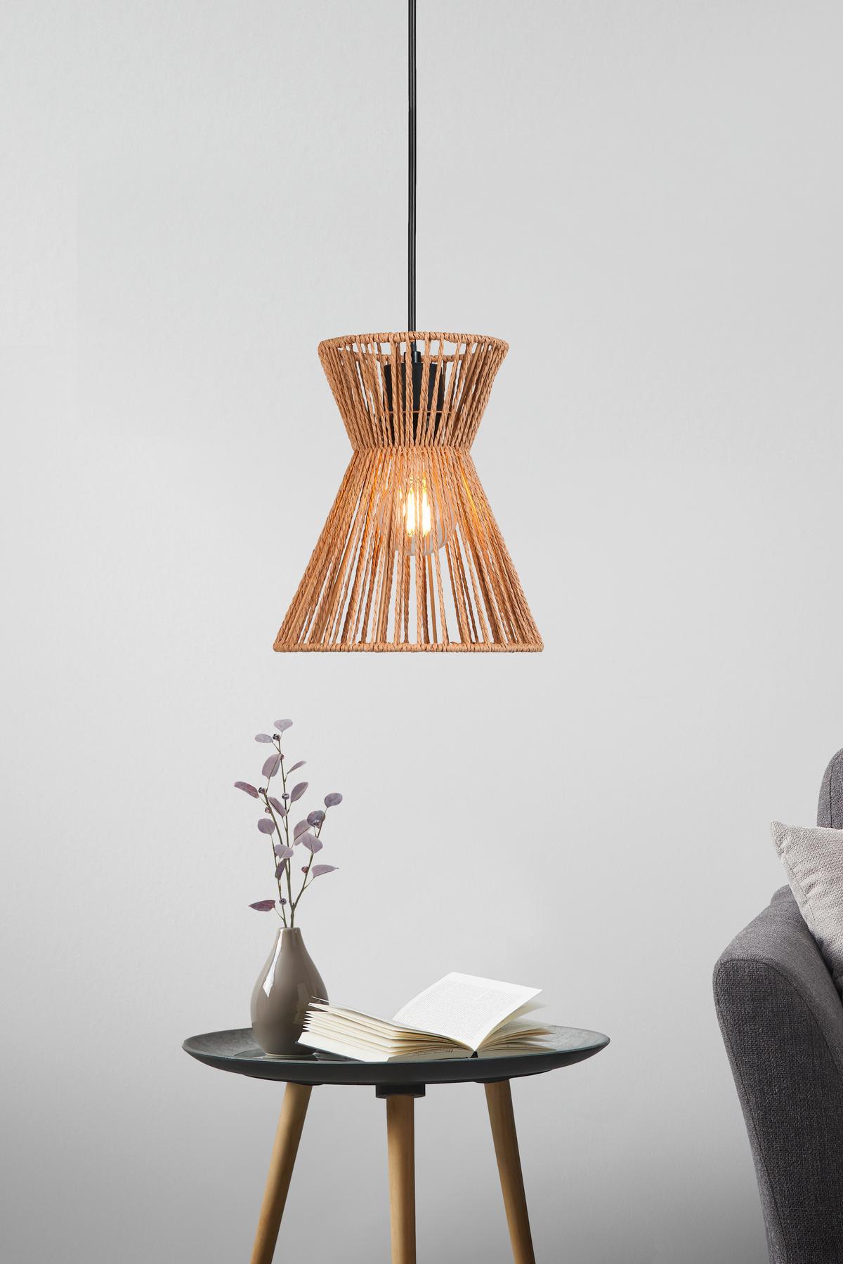 Lampă suspendată NATURM - culoare natur/negru, Konventionell, hârtie/metal (20/120cm) - Mömax