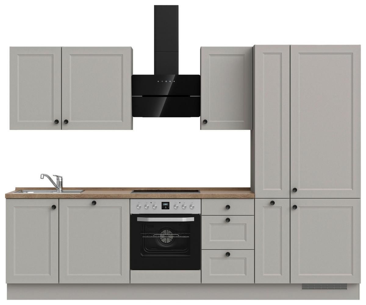 Küchenblock Cascada High m. Geräten Grau - Eiche dunkel/Schwarz, MODERN, Holzwerkstoff/Metall (300cm) - Nobilia