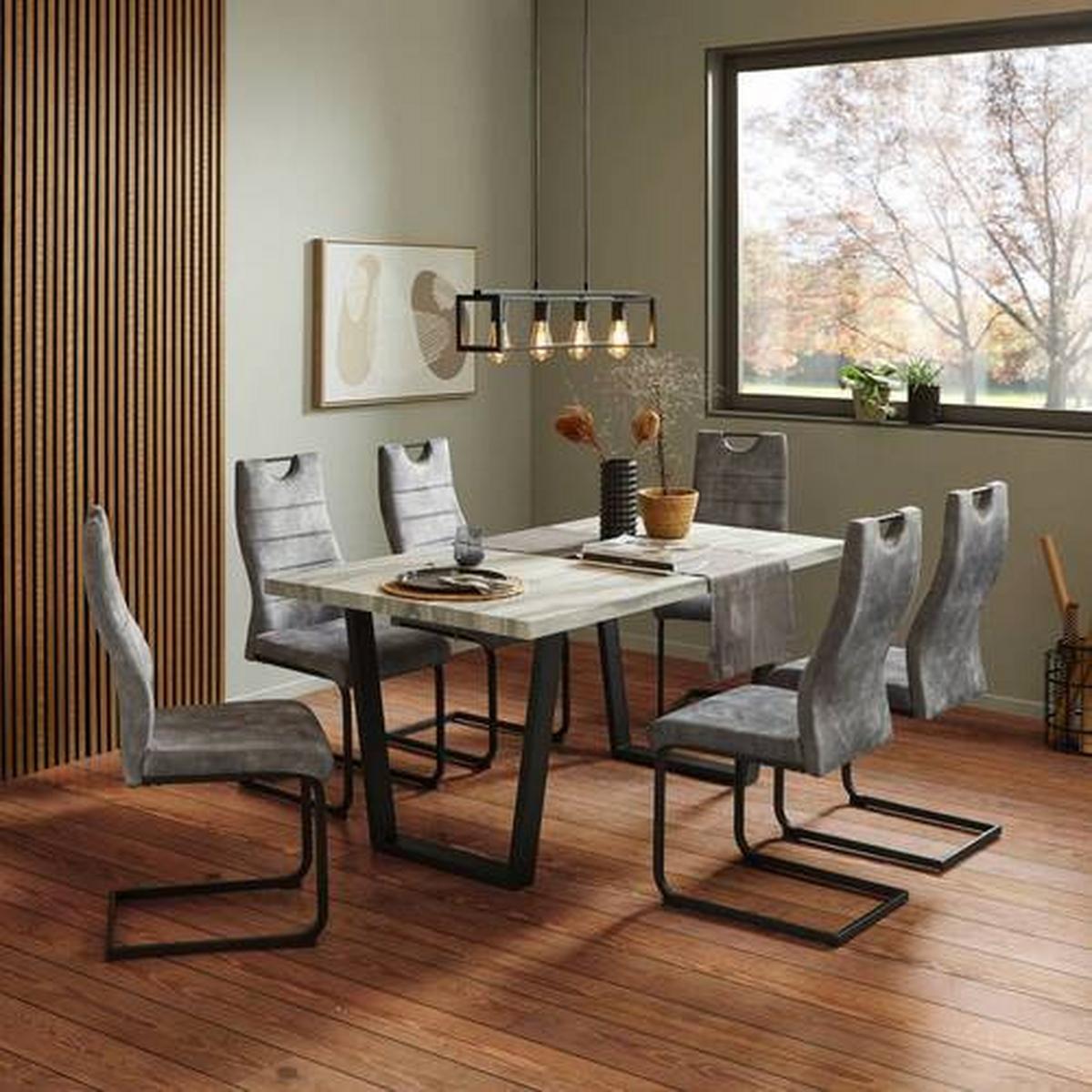 Jedilna Garnitura Melbourne - siva/črna, Moderno, kovina/tekstil (160/75/90cm) - Mömax
