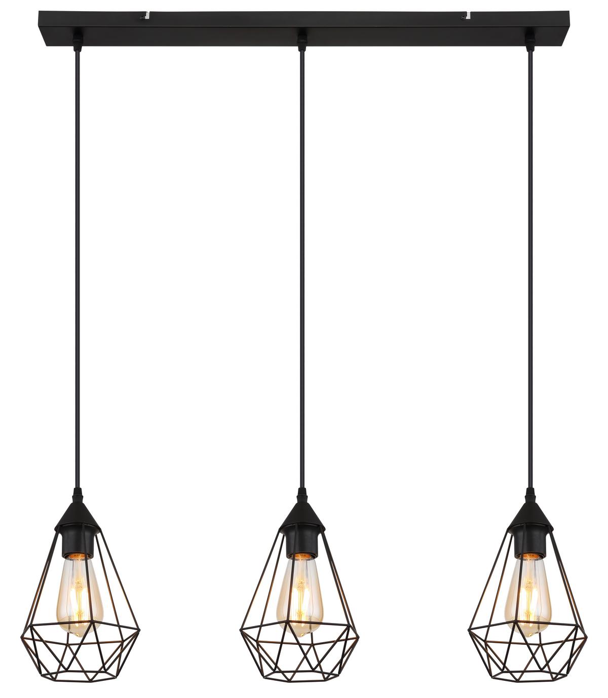 Viseča Svetilka 15745-3h Zachary - črna, Design, kovina/tekstil (79/17/120cm) - Globo