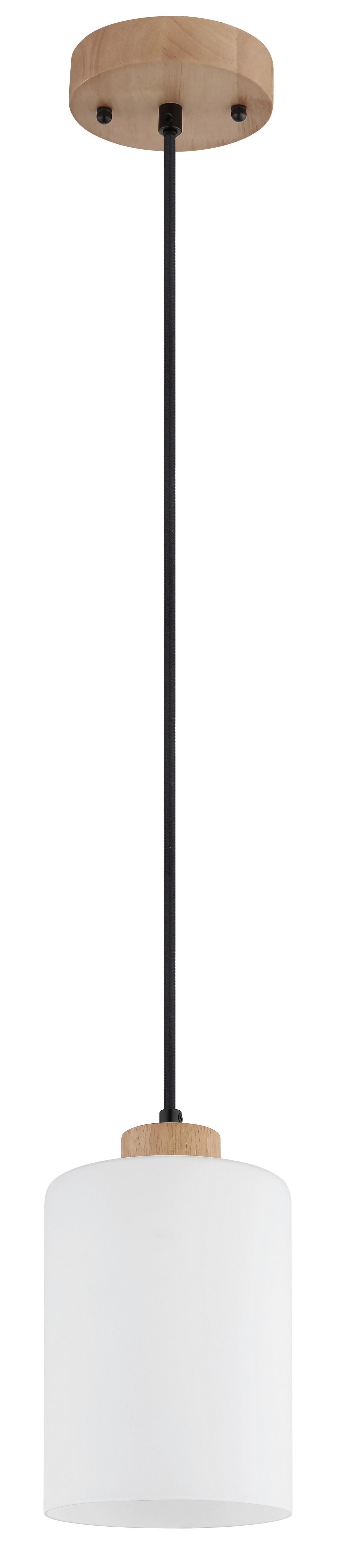 Lampă Suspendată Rowena - maro/opal, Natur, sticlă/lemn (15/120cm) - Globo