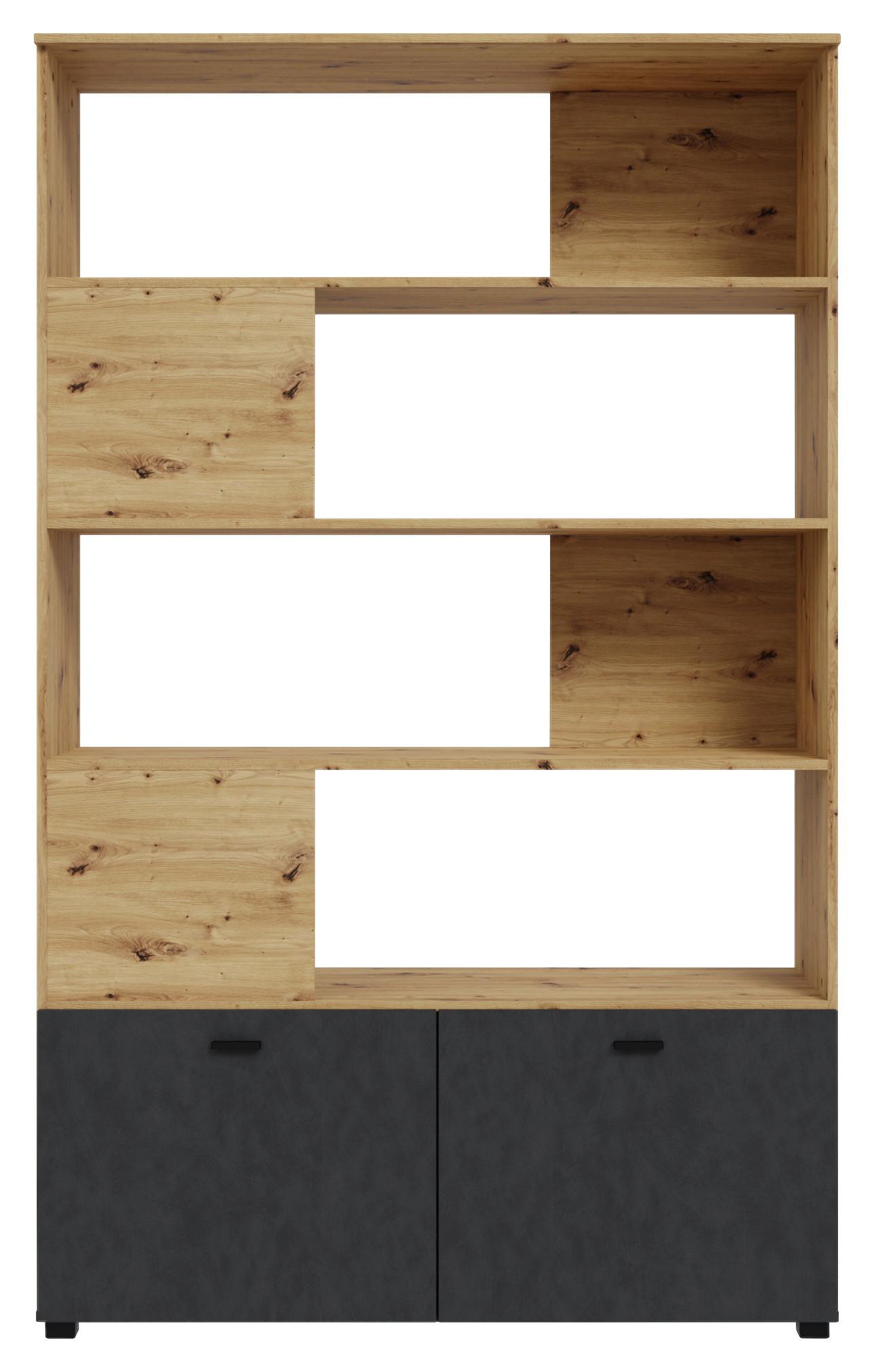 Raumteiler in Eiche Artisan - Schwarz/Eiche Artisan, Modern, Holzwerkstoff/Kunststoff (120,1/195/41,3cm) - Mömax