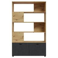 Raumteiler in Eiche Artisan - Schwarz/Eiche Artisan, Modern, Holzwerkstoff/Kunststoff (120,1/195/41,3cm) - Mömax