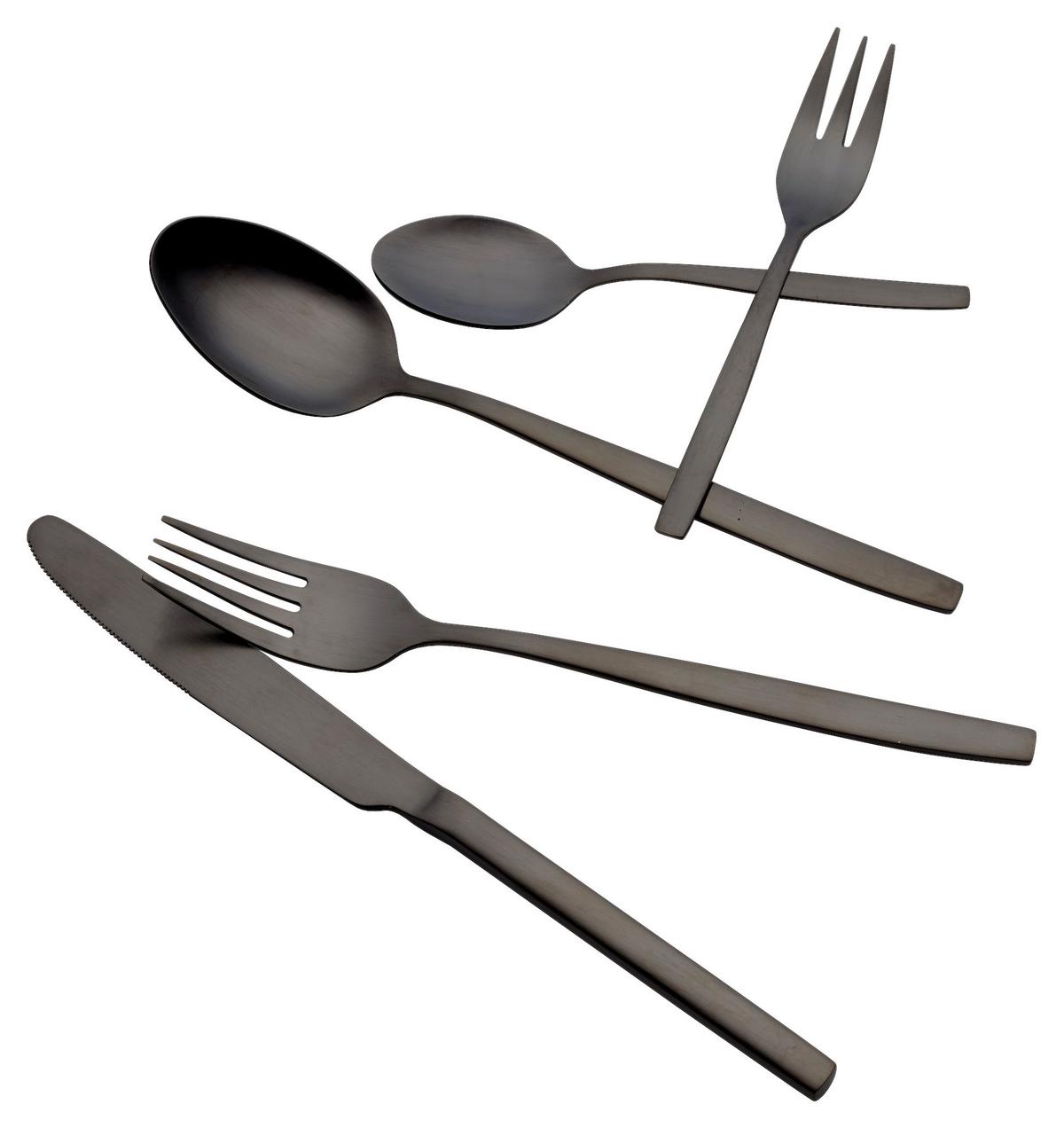 Jedilni Pribor Positano, 30-Delni - črna, Design, kovina - Echtwerk