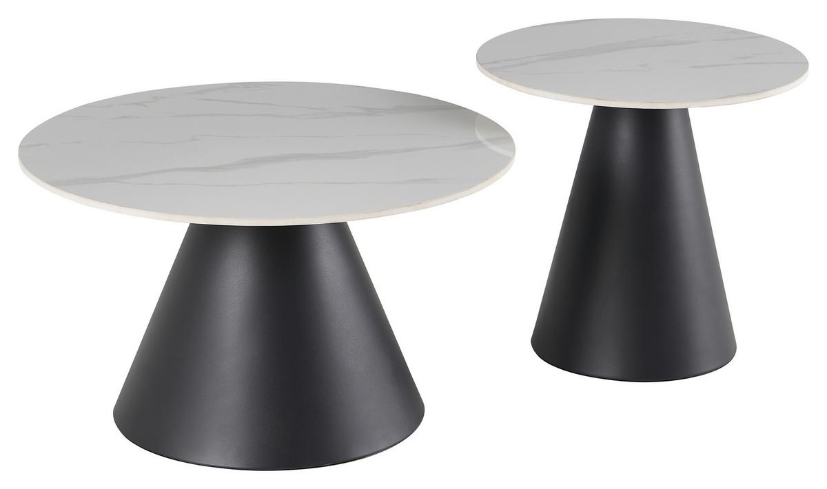 Stolić Preston - bijela visoki sjaj/crna, Moderno, kamen/metal (70/50/70/50/40/46cm) - Modern Living