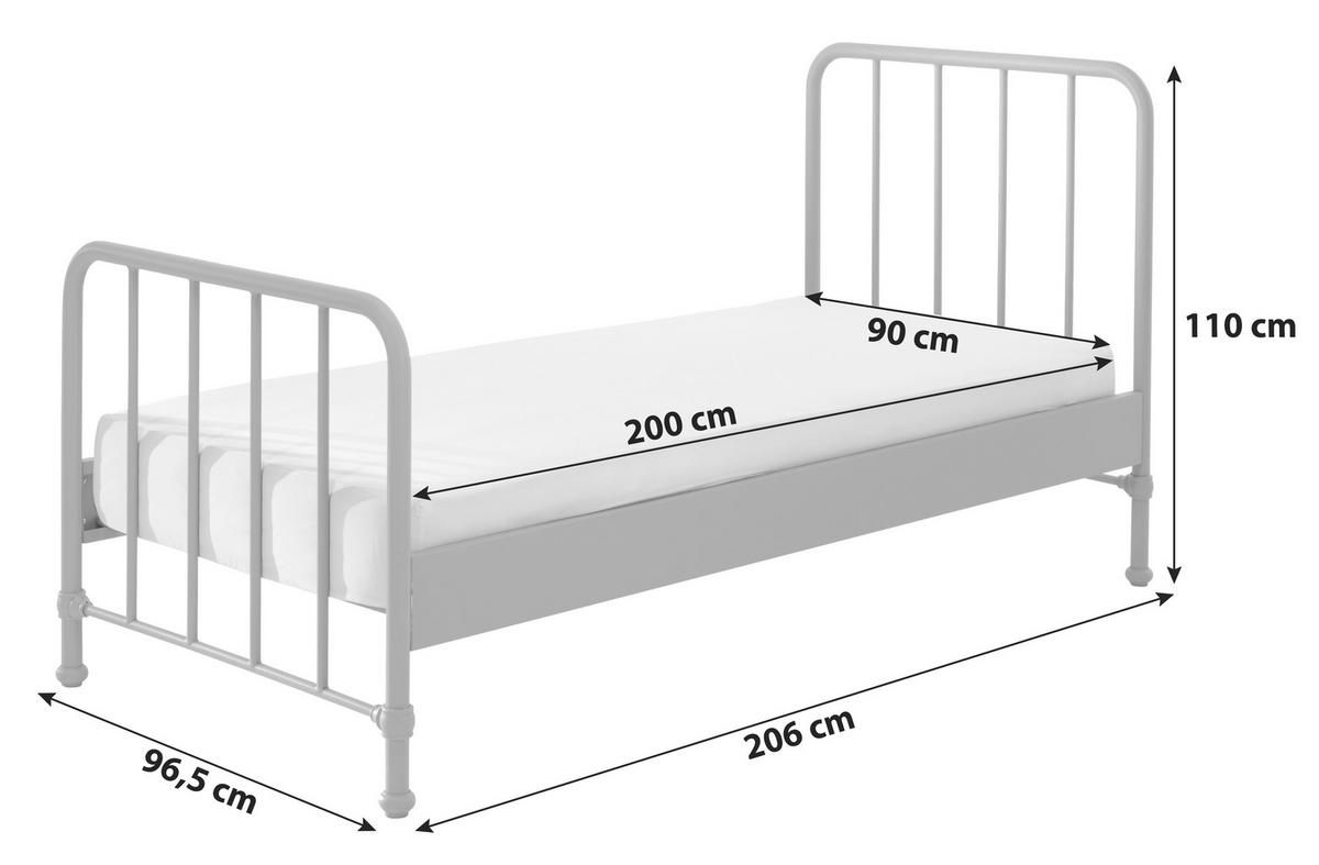 Kinder-/Juniorbett Bronxx ca. 90x200 cm Blau Matt - Blau, MODERN, Holz/Metall (90/200cm) - MID.YOU