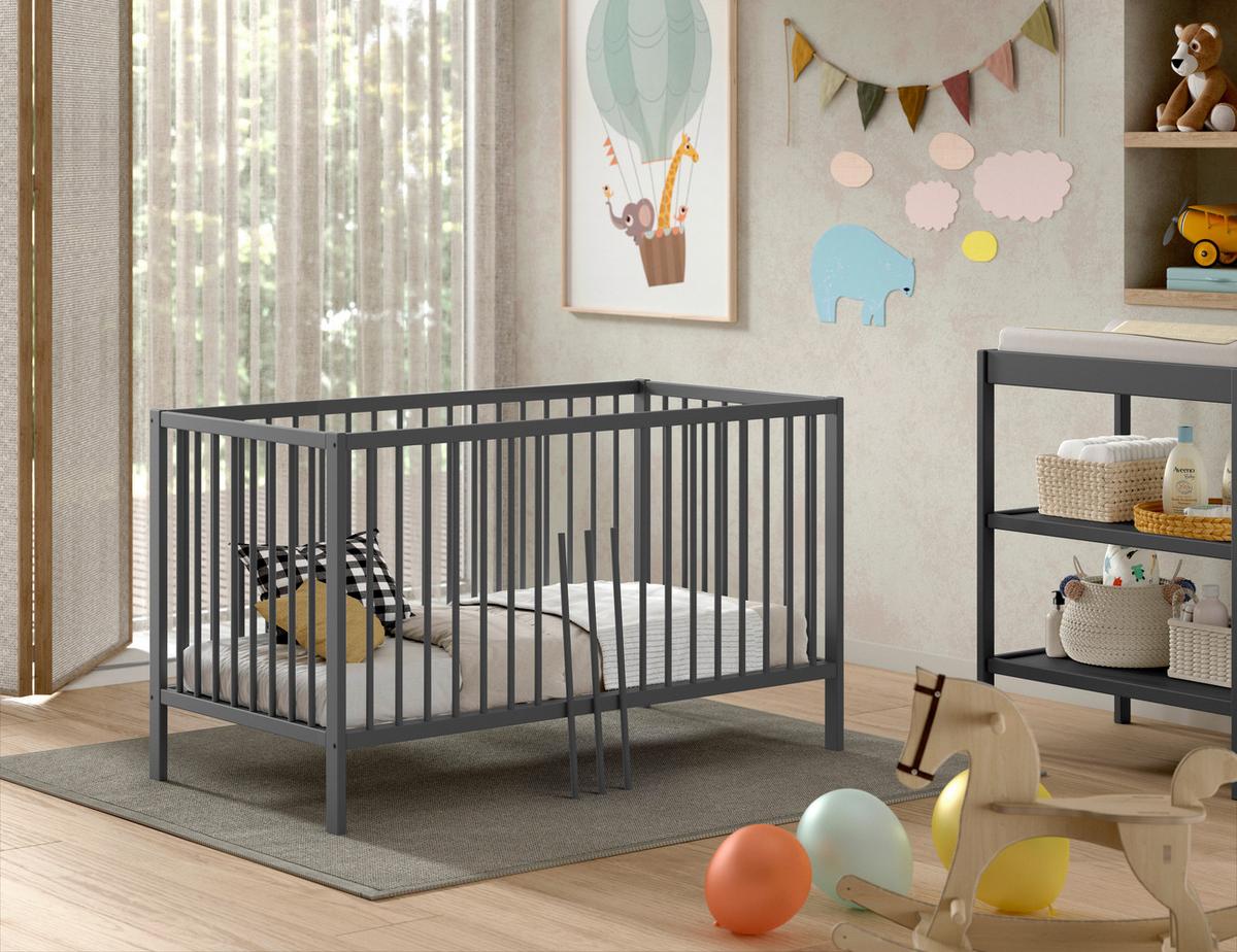 Kinder-/Juniorbett Dino ca. 70x140 cm Anthrazit - Anthrazit, MODERN, Holz (70/140cm) - MID.YOU