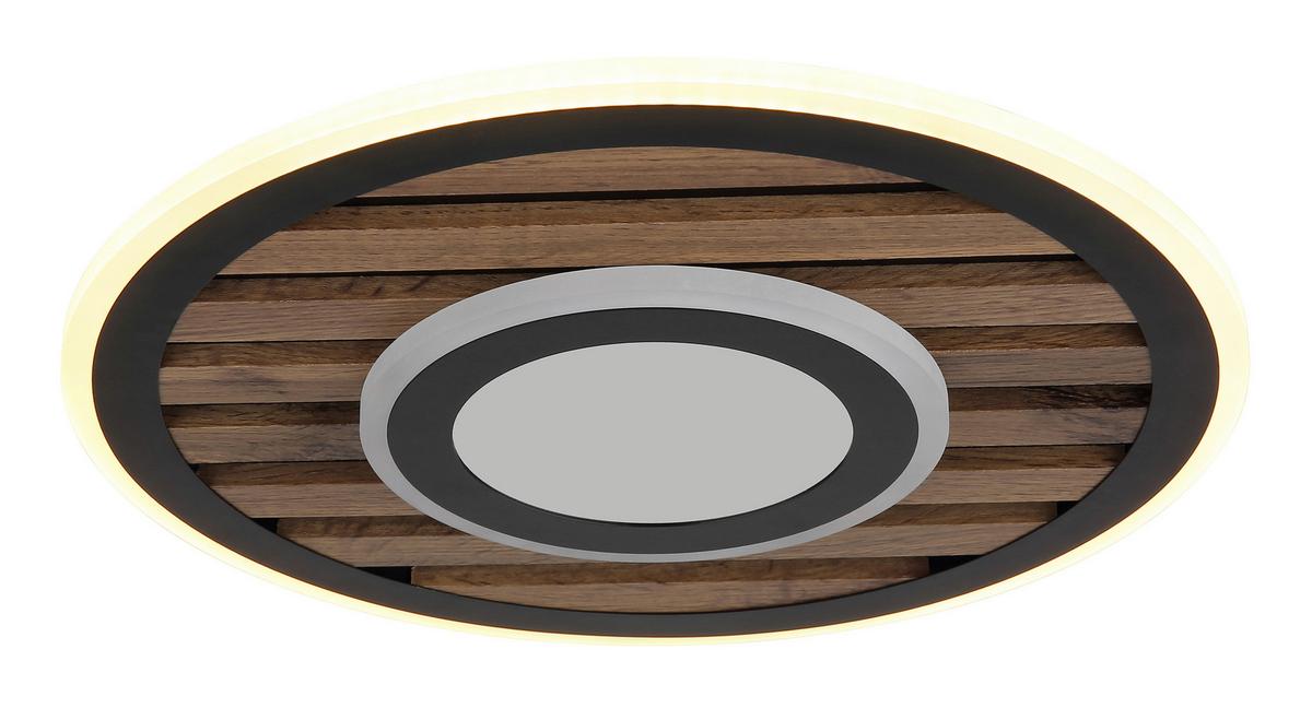 LED-DECKENLEUCHTE 67345D4 WOODY - Weiss/Dunkelbraun, Natur, Holzwerkstoff/Kunststoff (40/6cm) - Globo