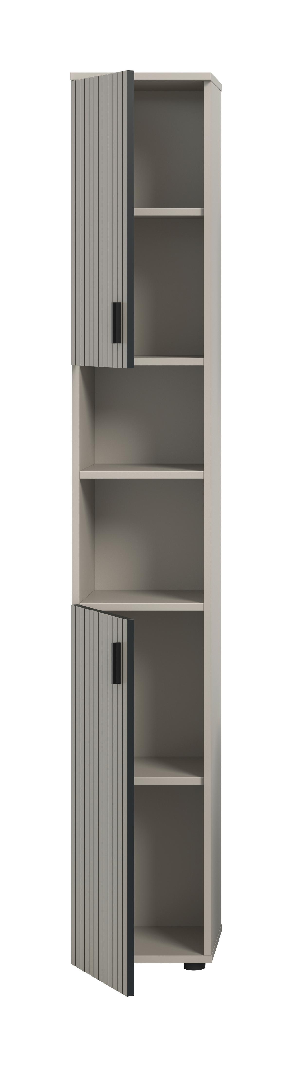Hochschrank Mone Kaschmir - Kaschmir/Schwarz, Trend, Holzwerkstoff/Kunststoff (30/192/30cm) - MID.YOU
