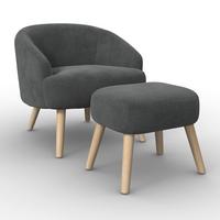 Sessel Sonja Schwarz Chenille - Schwarz/Naturfarben, MODERN, Holz/Textil (71/69/68cm)