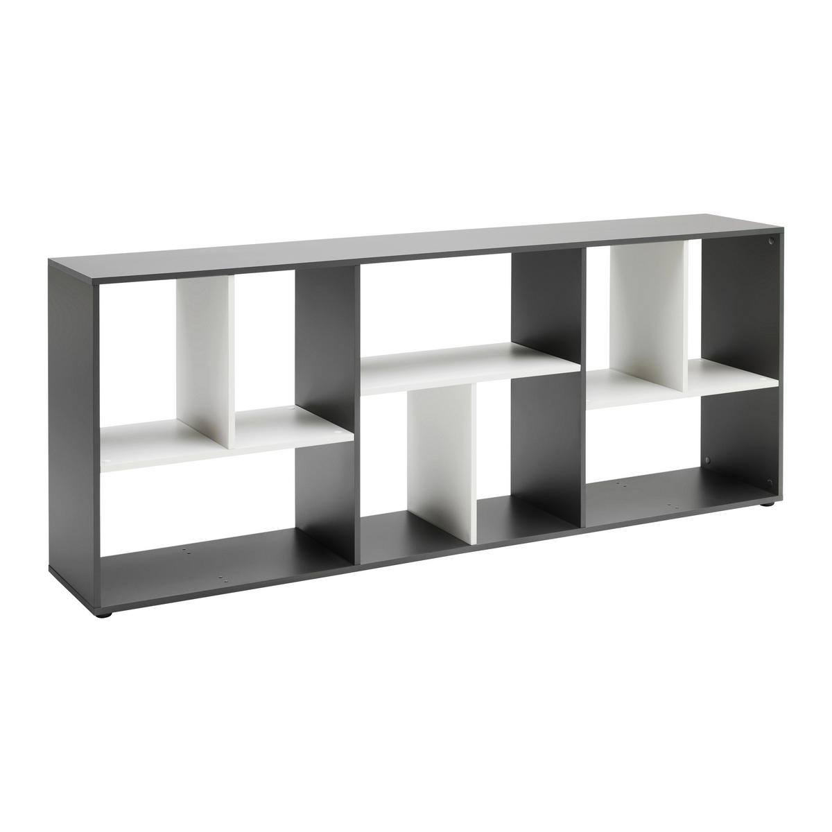 Regal Ibiza Anthrazit/Weiß - Schwarz, KONVENTIONELL, Holzwerkstoff (71/186/33cm) - Mömax