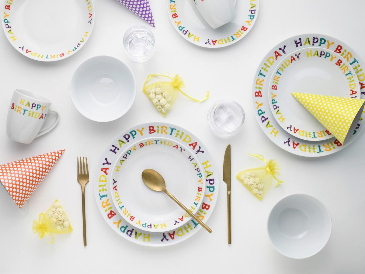 Kombinirani Servis Happy Birthday, 10-Delni - večbarvno, Basics, keramika - Creatable