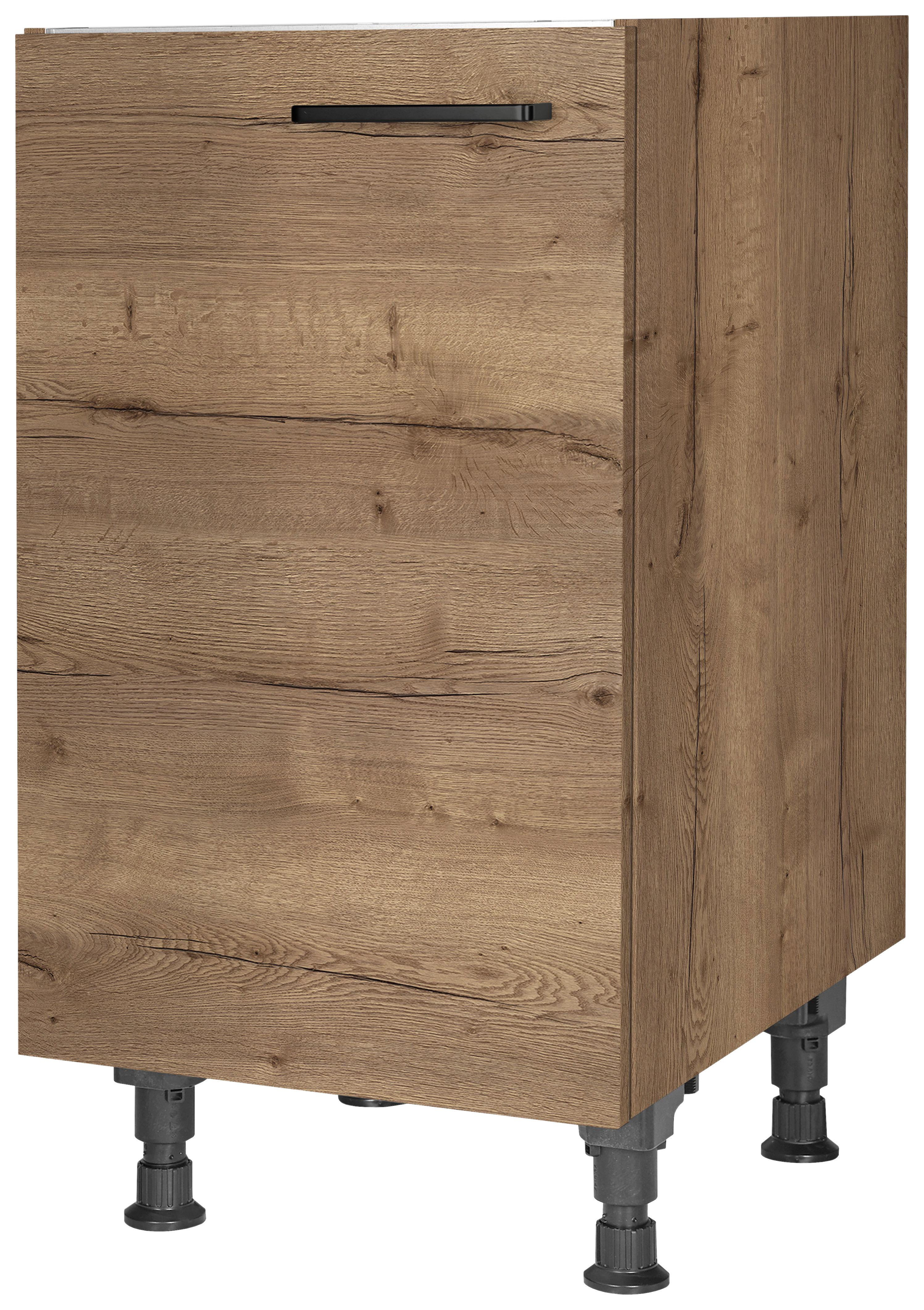 Spülenunterschrank Structura Eiche dunkel - Eiche dunkel/Schwarz, MODERN, Holzwerkstoff/Metall (45/87/56cm) - Nobilia