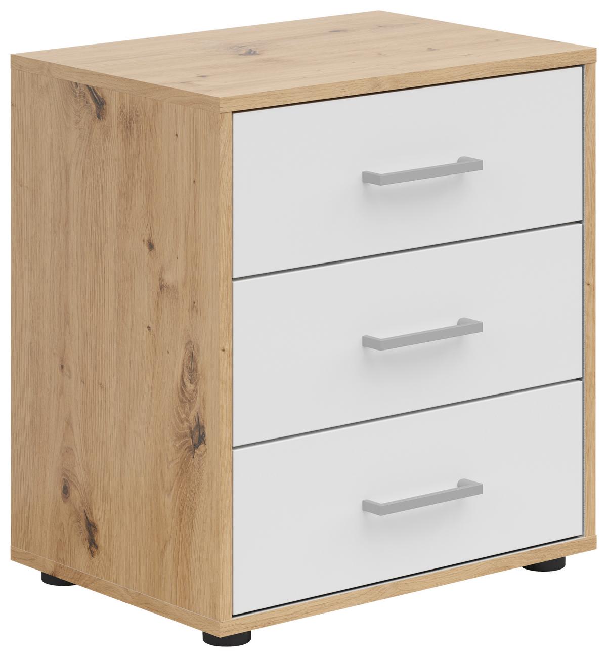 NOPTIERA SMART 3 - alb/stejar Artisan, Basics, material pe bază de lemn (50/54/35cm) - Modern Living