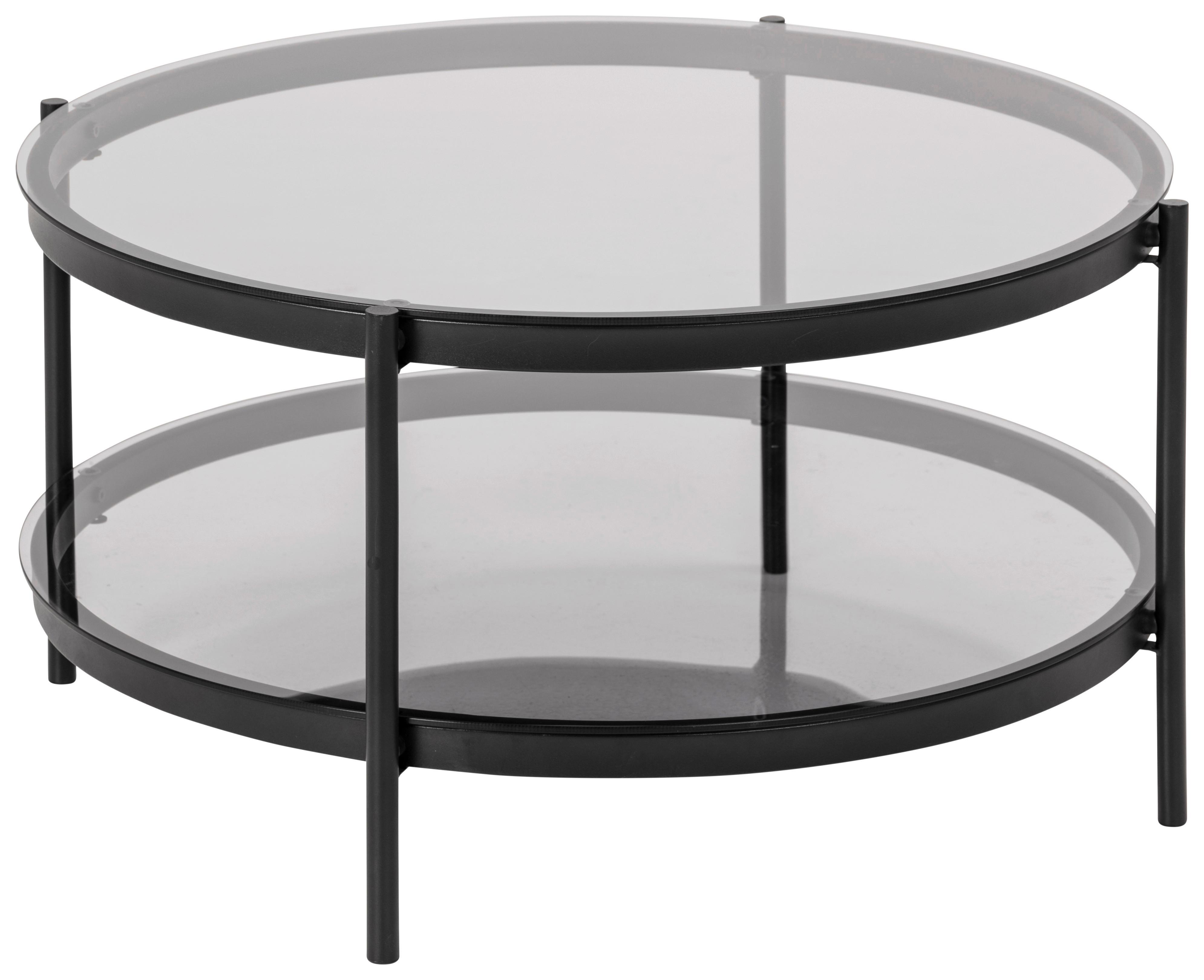 Dohányzóasztal Bayonne - fekete/világosbarna, üveg/fém (79/42cm)