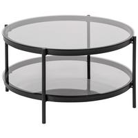 Dohányzóasztal Bayonne - fekete/világosbarna, üveg/fém (79/42cm)