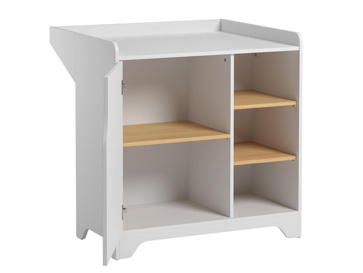 Previjalna Komoda Leaf, Bela, Hrast - bela, Moderno, leseni material (88,5/89,5/75-44cm) - Modern Living