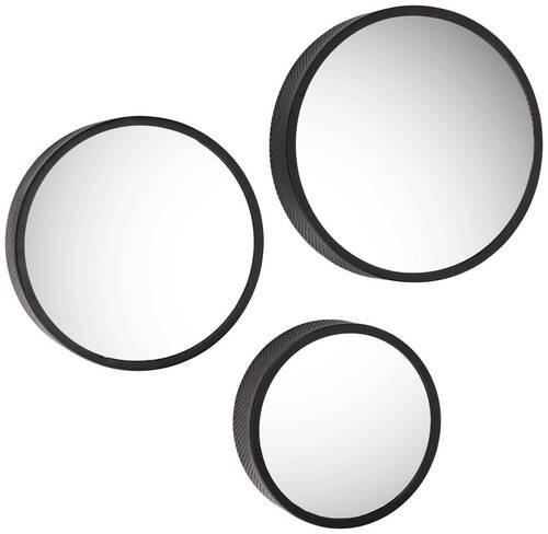 Wanddeko Mirror, 3er-Set - Schwarz, Design, Glas/Metall (30/6.5cm) - Modern Living