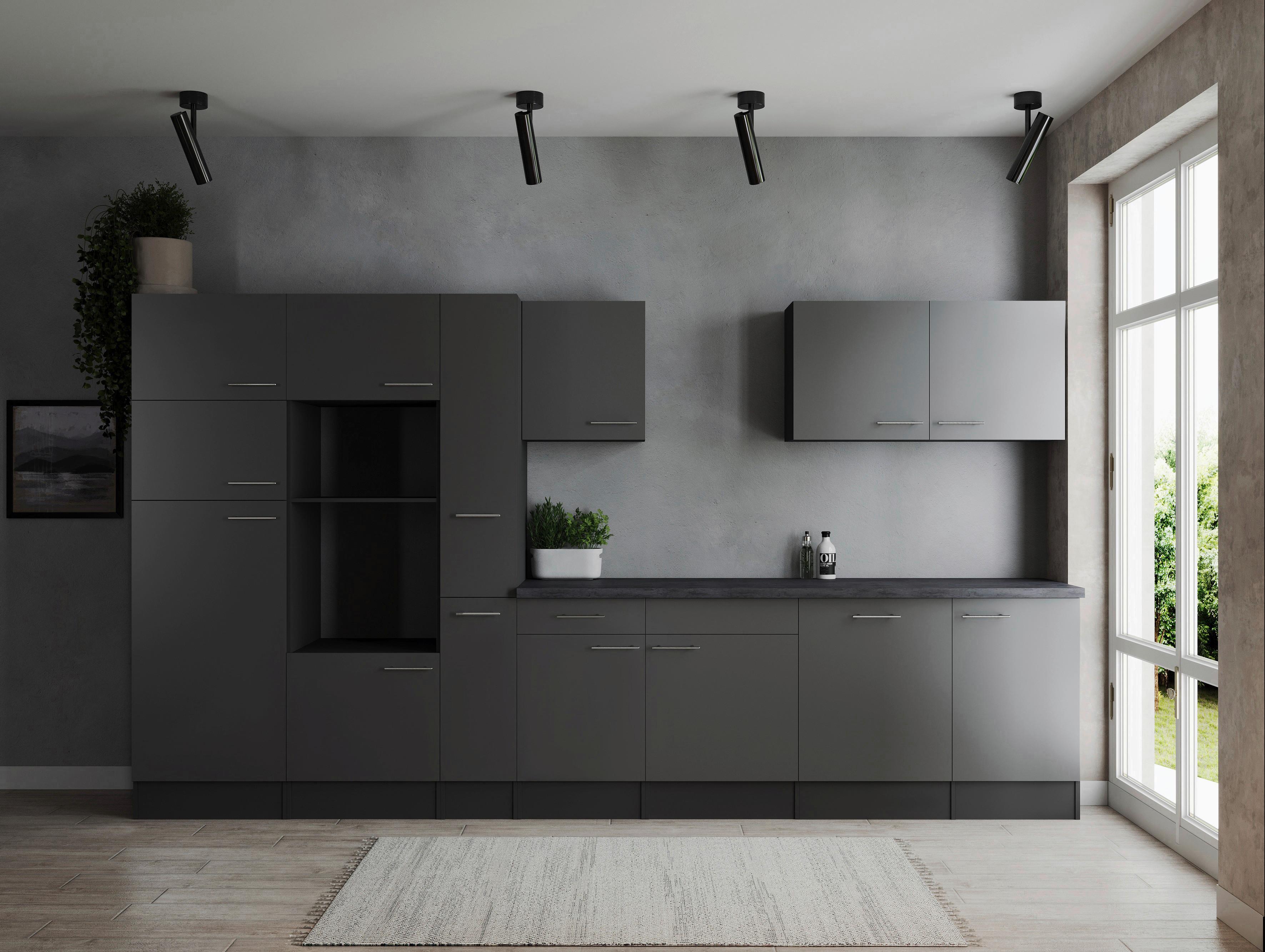 Kuhinjski Blok Brez Aparatov Oliver, 370cm - srebrne barve/siva, Design, kovina/leseni material (370cm) - Respekta