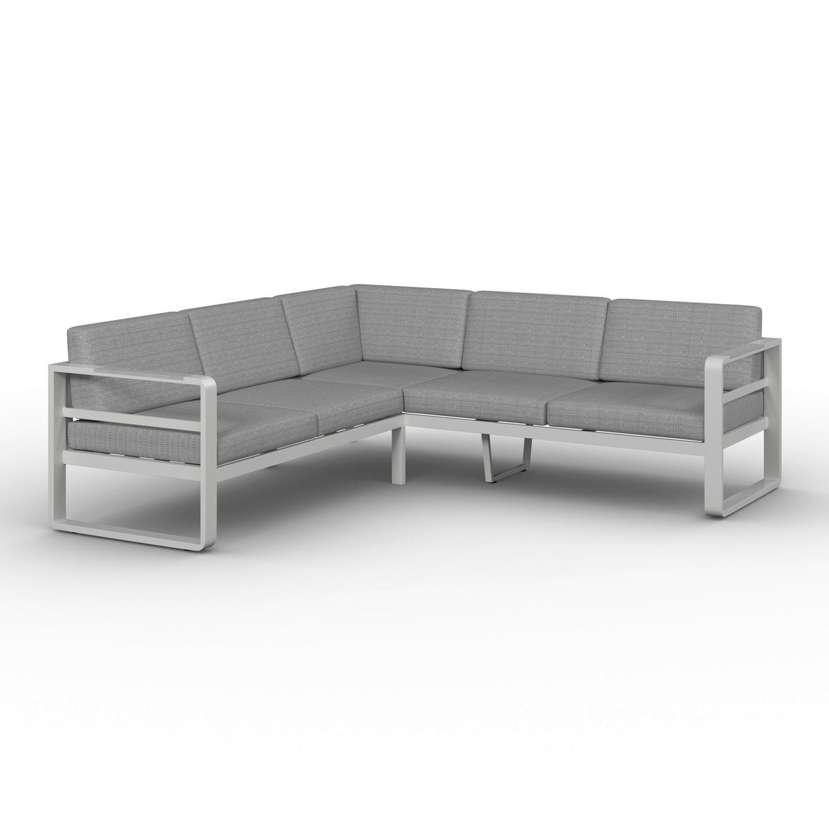 Dining-Loungeset Aruba Hellgr. /Weiß Outdoorstoff/Metall - Hellgrau/Weiß, MODERN, Kunststoff/Textil - Bessagi Garden