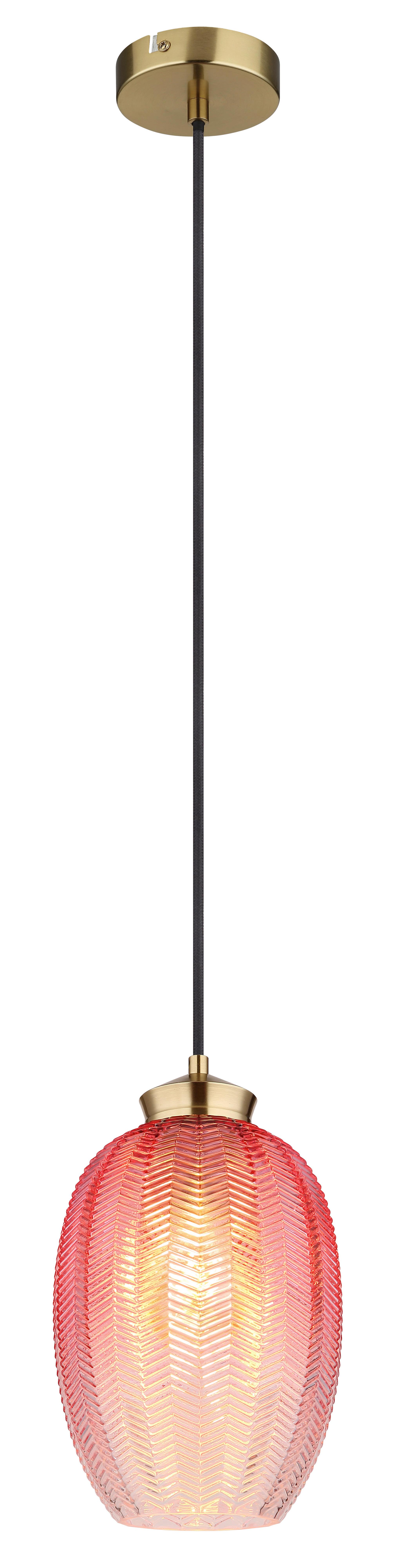 HÄNGELEUCHTE 15898H2 - Brombeere/Goldfarben, Basics, Glas/Textil (18/120cm) - Globo