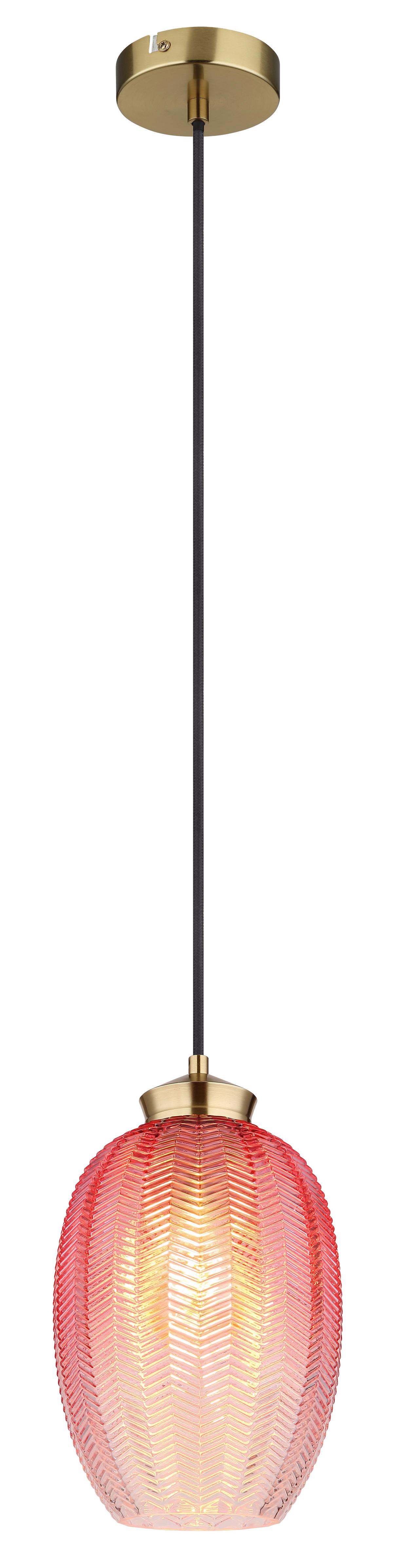 HÄNGELEUCHTE 15898H2 - Brombeere/Goldfarben, Basics, Glas/Textil (18/120cm) - Globo