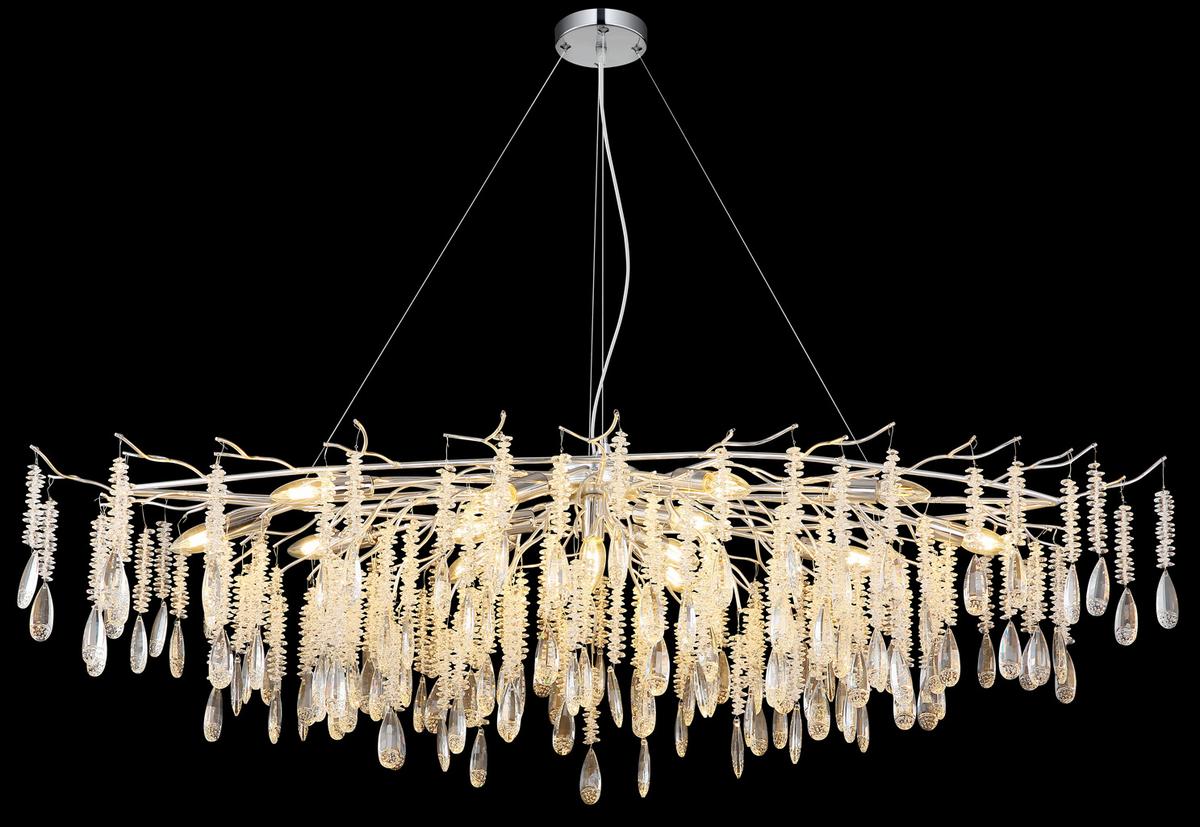 Viseća Svjetiljka Kinga - srebrne boje/prozirno, Konvencionalno, staklo/metal (150/60/120cm) - Globo