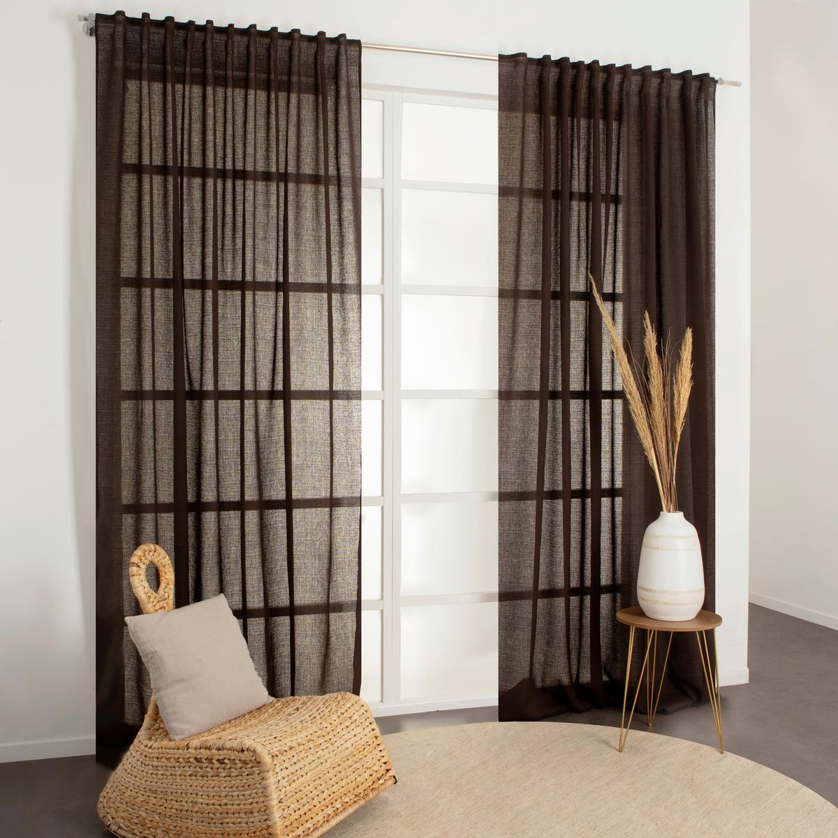 ZASŁONA GOTOWA 0156108 EVY CHOCOLAT - mokka, Basics, tkanina (200/280cm)