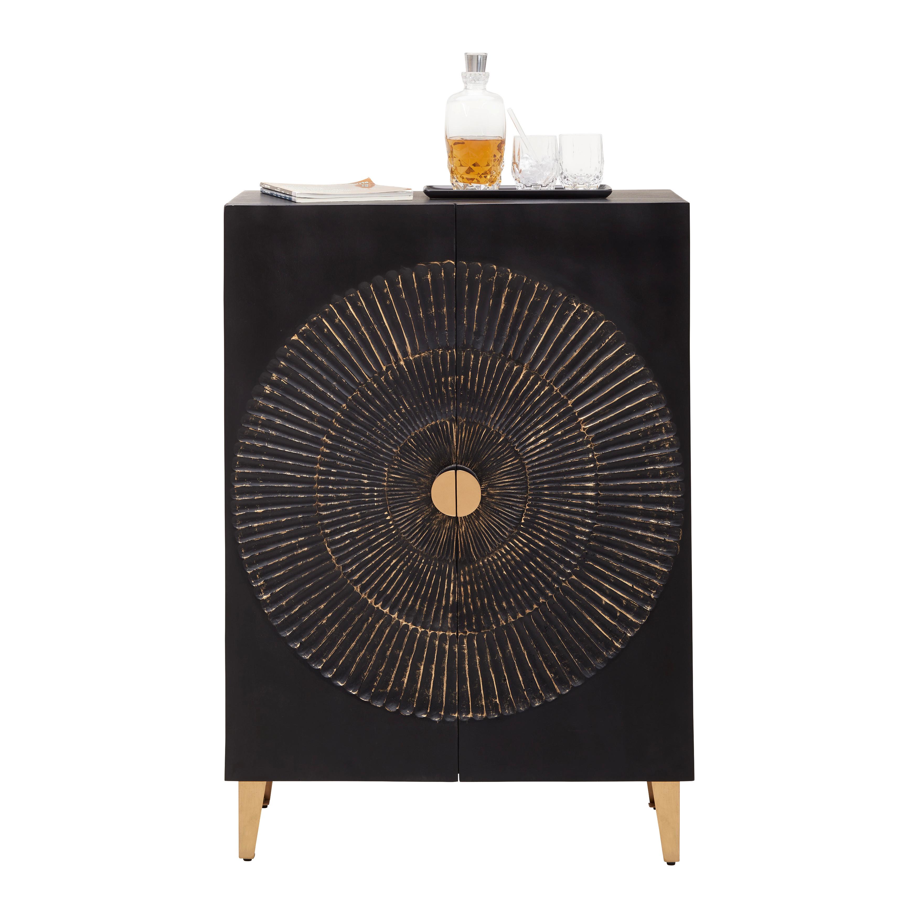 Highboard Sunny SUNNY -STUDIO- - Goldfarben/Schwarz, Lifestyle, Holz/Metall (80/116/42cm) - Premium Living