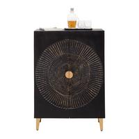 Highboard Sunny SUNNY -STUDIO- - Goldfarben/Schwarz, Lifestyle, Holz/Metall (80/116/42cm) - Premium Living