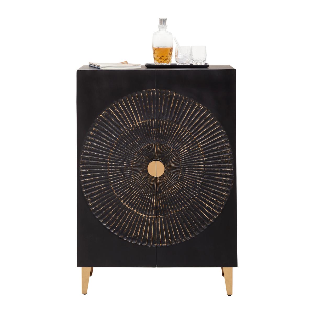 Highboard Sunny SUNNY -STUDIO- - Goldfarben/Schwarz, Lifestyle, Holz/Metall (80/116/42cm) - Premium Living