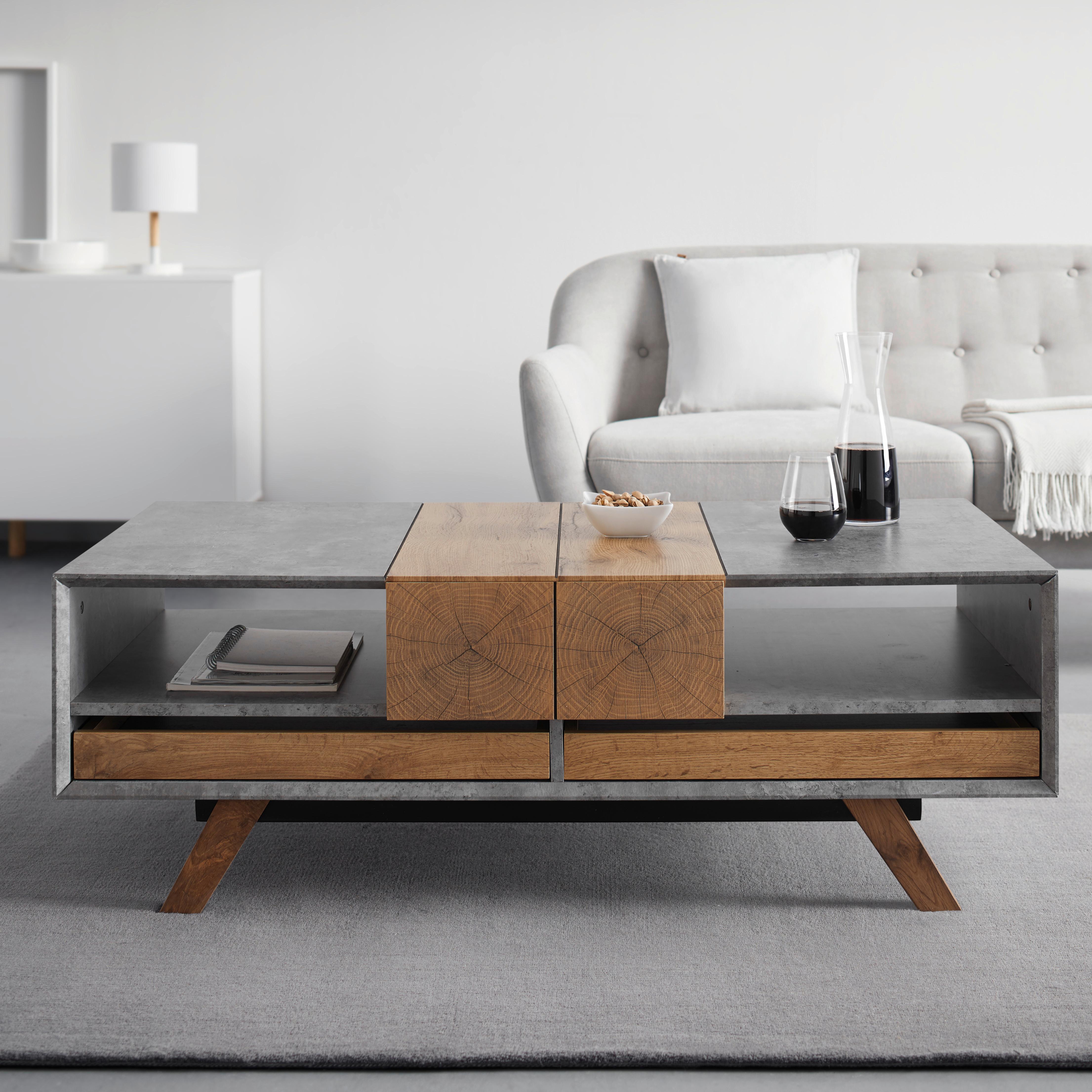 Couchtisch Casper Grau/ Eichefarben MDF mit Stauraum - Eichefarben/Grau, MODERN, Holz (120/60/42cm) - Bessagi Home