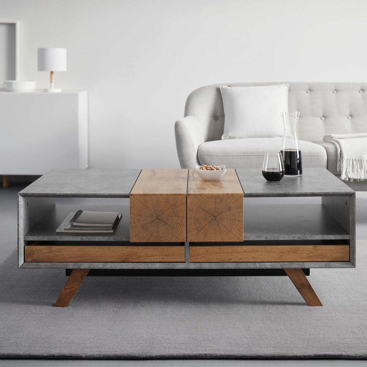 Dohányzóasztal Casper - tölgyfa színű/szürke, Modern, fa (120/60/42cm) - Bessagi Home