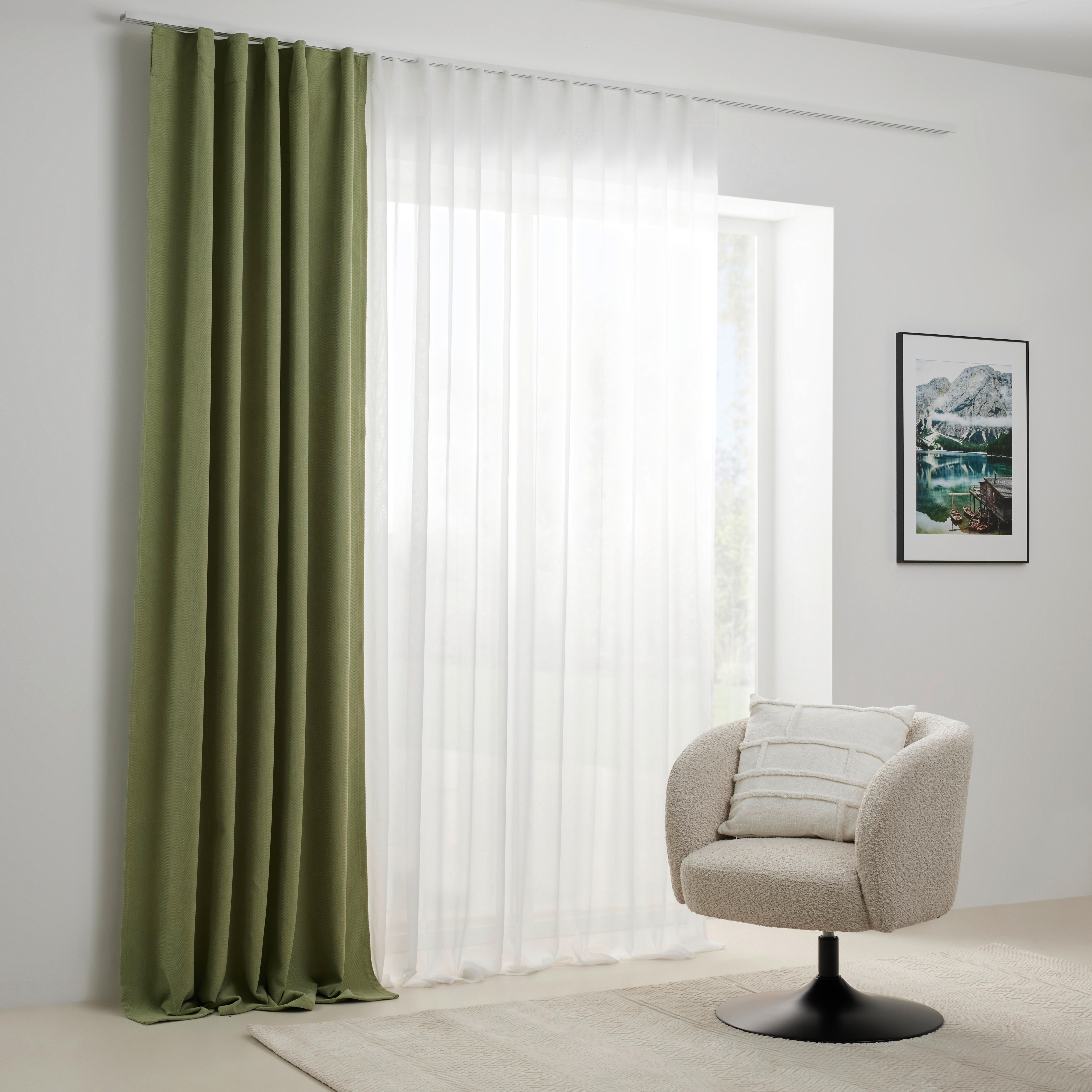 GARDINLÄNGD LINUS - grön, Design, textil (140/255cm) - Premium Living