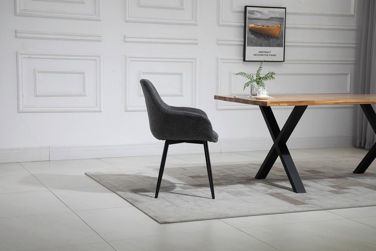 Set Naslanjačev Lena, Antracit, 2-Delni - črna/antracit, Moderno, kovina/tekstil (64/86/59cm) - Livetastic