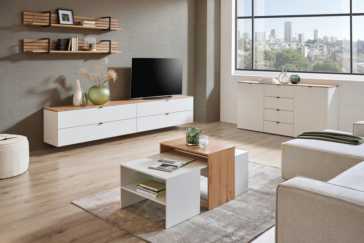 SZAFKA RTV DIANA   -HOM IN- - czarny/biały, Modern, materiał drewnopochodny/metal (140/62/44cm) - Hom`in