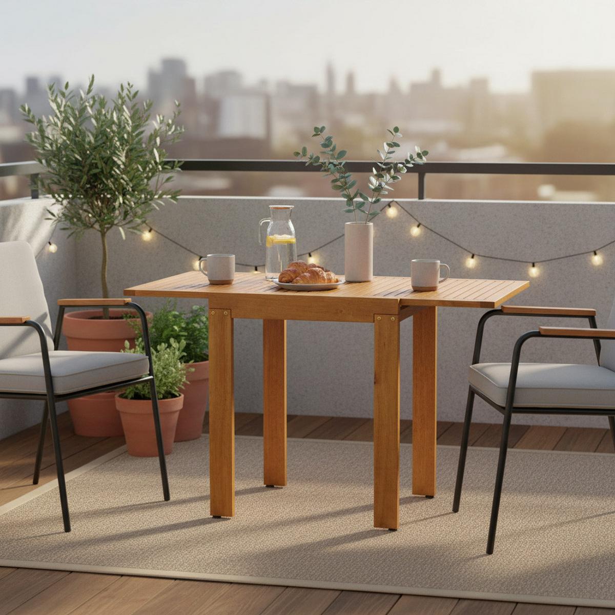 Balkontisch aus Eukalyptus ausziehbar ca. 65x77,5x130cm - Naturfarben, KONVENTIONELL, Holz (65/77,5/130cm) - Gardenson