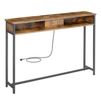 Konsolentisch in Schwarz, Dunkelbraun, inkl. Netzbetrieb - Dunkelbraun/Schwarz, Trend, Holzwerkstoff/Metall (120/81/25cm) - MID.YOU