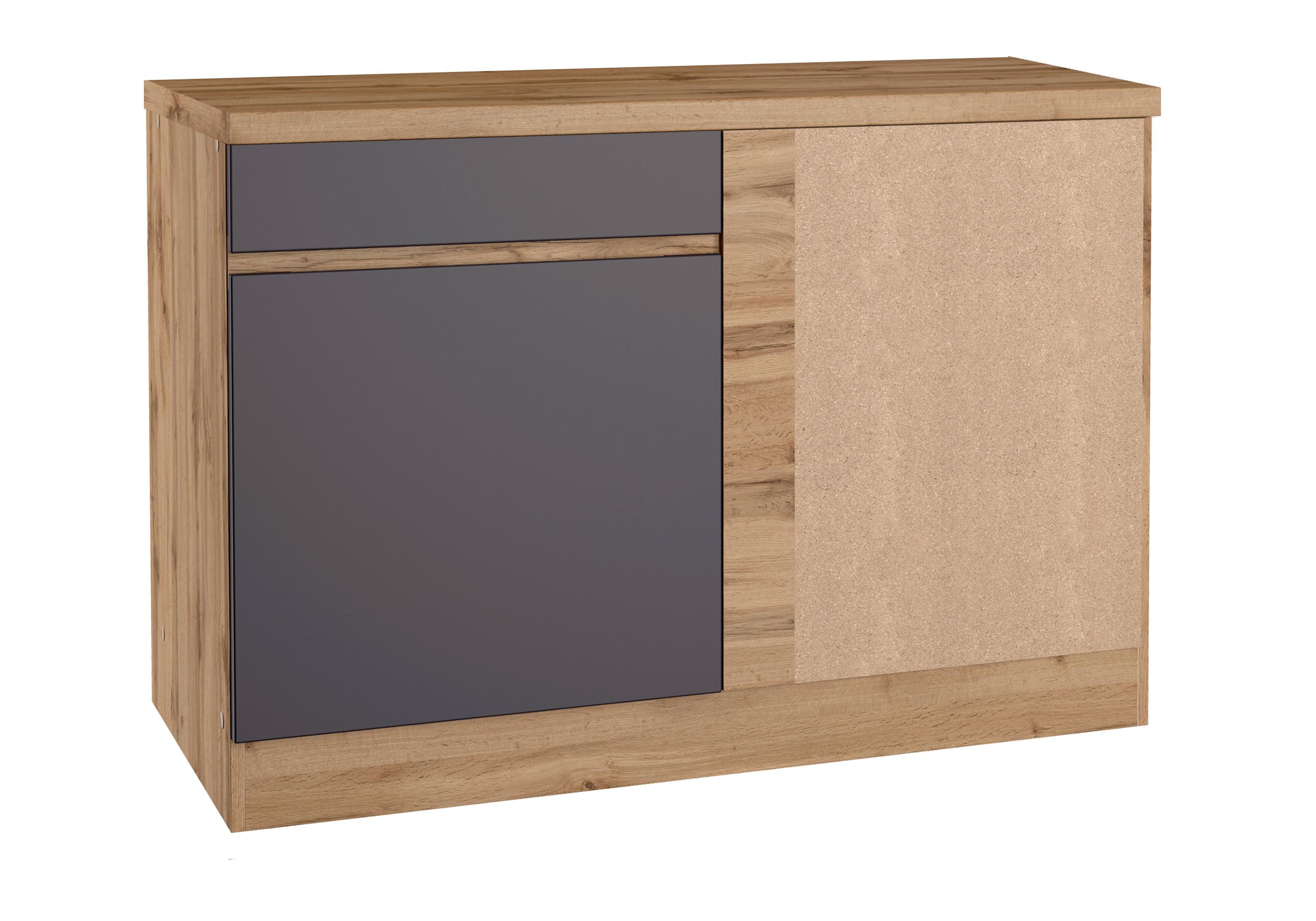Eckunterschrank Turin ca. 120x86 cm Grau/Eiche - Eiche Wotan/Grau, Design, Holzwerkstoff (120/86/60cm) - Held