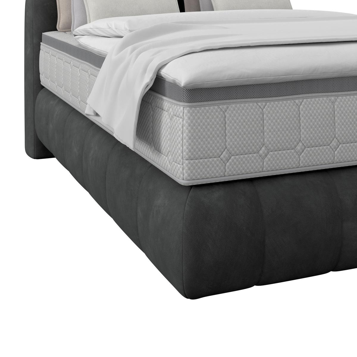 Boxspring Krevet Nobu - crna/antracit, Trend, drvo/tekstil (140/200cm) - Premium Living