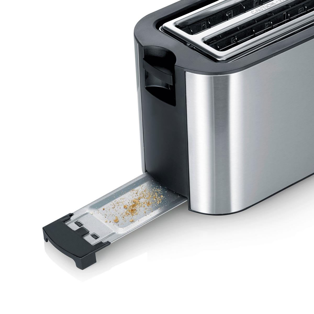 Toaster AT 2590 max. 1400 Watt - Edelstahlfarben/Schwarz, Kunststoff/Metall (38/16,5/19cm) - Severin