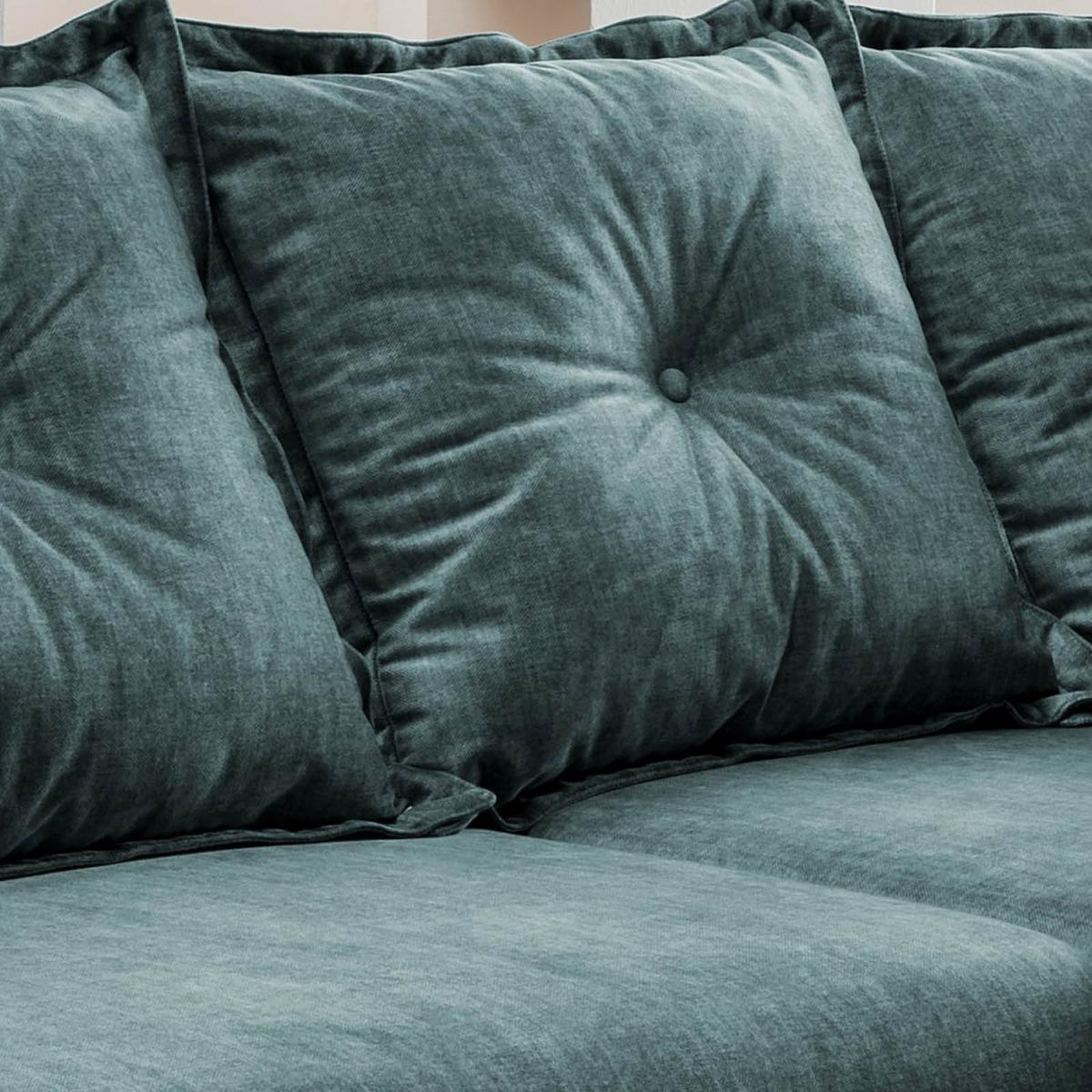 Wohnlandschaft Baggio Blau Velours - Blau/Buchefarben, MODERN, Holz/Textil (277/162cm) - Livetastic