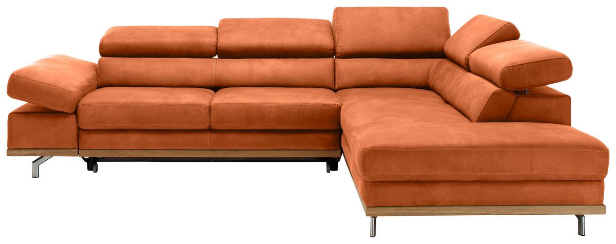 Ecksofa Carmen Orange - Chromfarben/Schwarz, KONVENTIONELL, Holz/Textil (292/72/226cm) - Premium Living