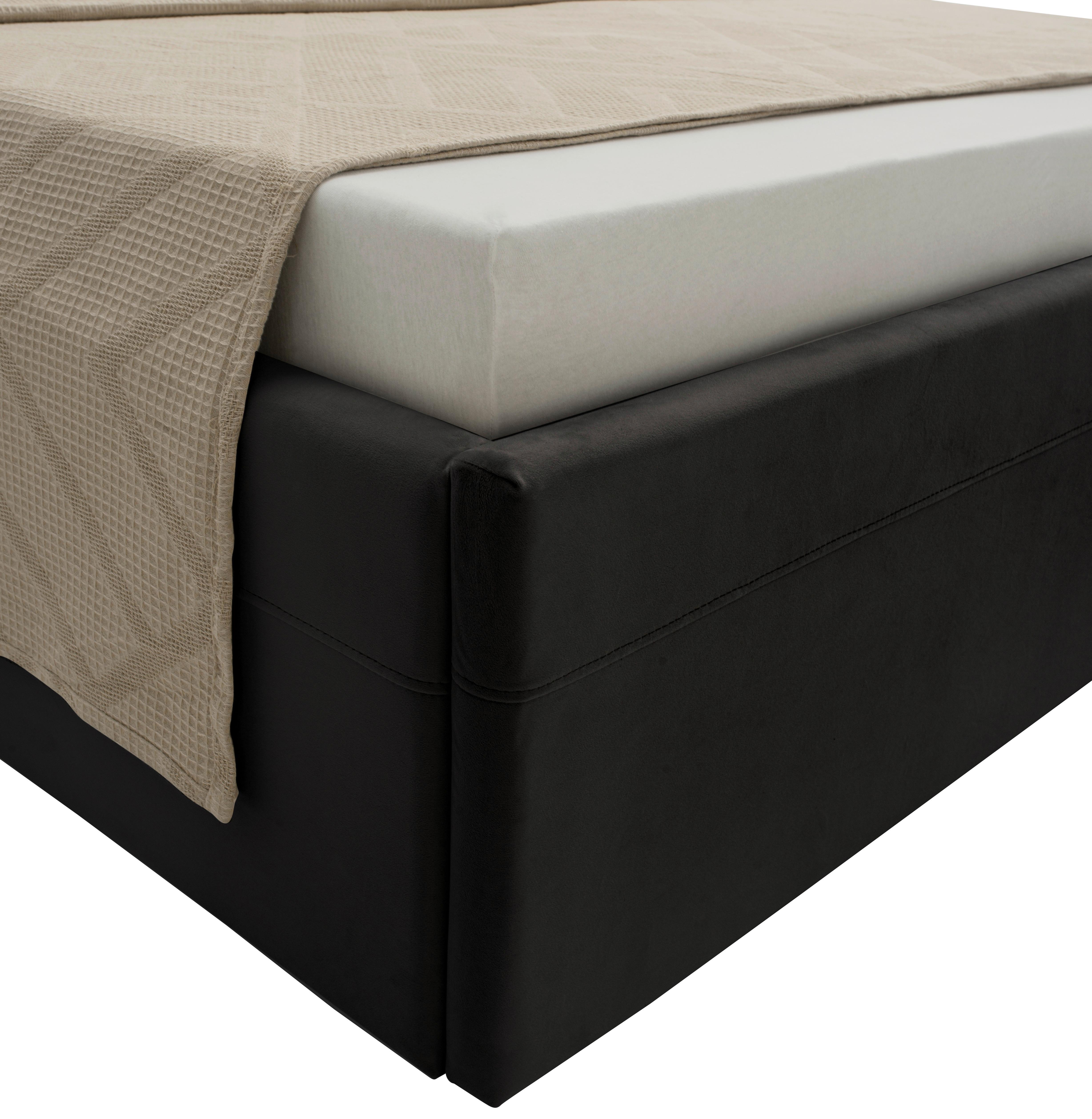STOPPAD SÄNG KATAR -EXKLUSIV- - svart, Klassisk, textil (140/200cm) - Mömax